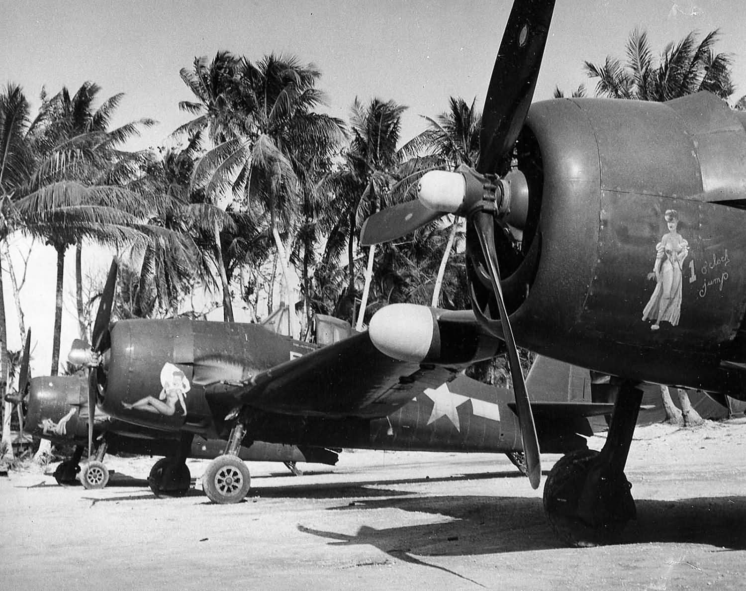 VMF(N)-541 F6F-5N Hellcats Falalop Island in Ulithi Atoll on May 30, 1945