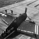 F6F-5 ready for take off USS Siboney 1945