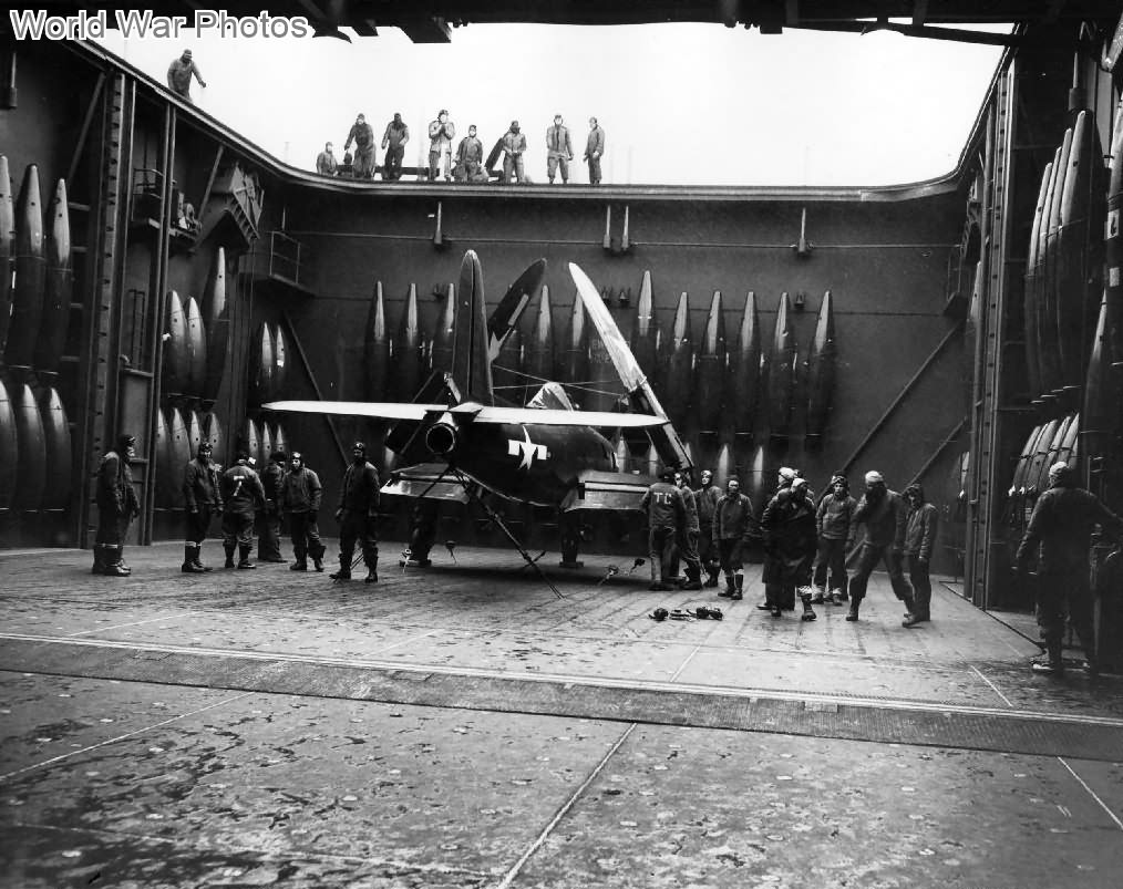 FR-1 on elevator of the carrier USS Charger