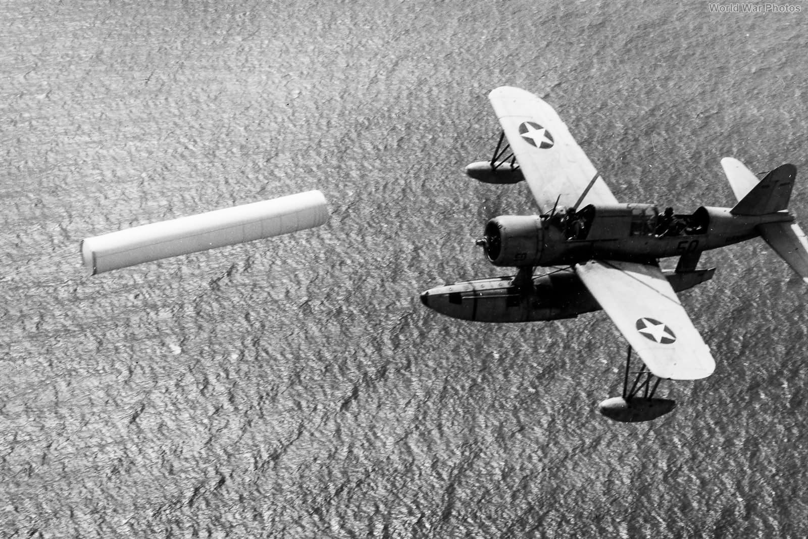 OS2U gunnery run on target sleeve NAS Jacksonville August 1942 1