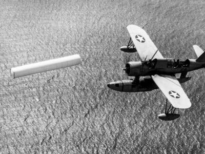 OS2U gunnery run on target sleeve NAS Jacksonville August 1942 1