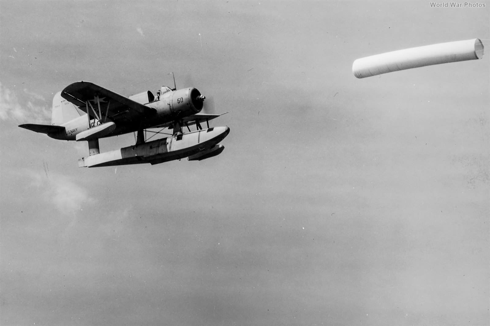 OS2U gunnery run on target sleeve NAS Jacksonville August 1942 3