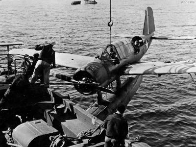Damaged OS2U off Attu Island May 1943