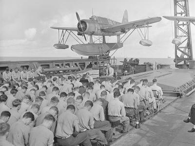 Sunday services on board the USS Mobile