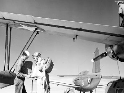USN Pilot and OS2U at NAS Corpus Christi 1943