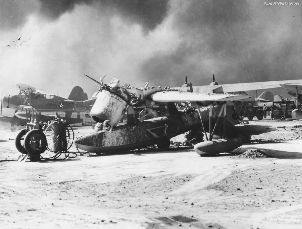 Wreckage of OS2U at Ford Island Station Pearl Harbor