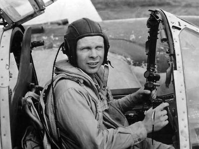 Ace Pilot Richard Bong in his P-38 in New Guinea 1944