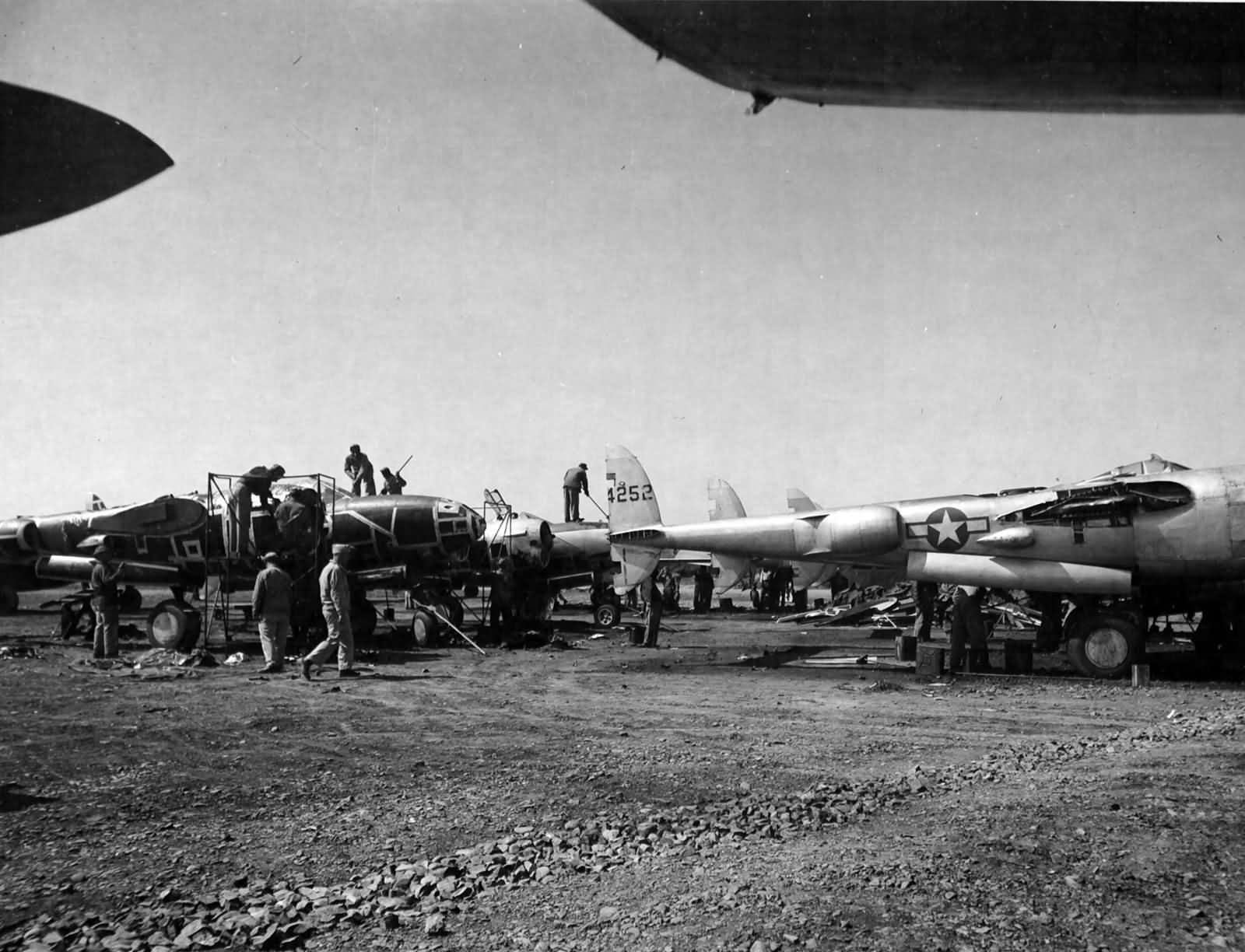 Assembly of P-38J Lightning 42-104252 at Maison Blanch Algeria March 1944