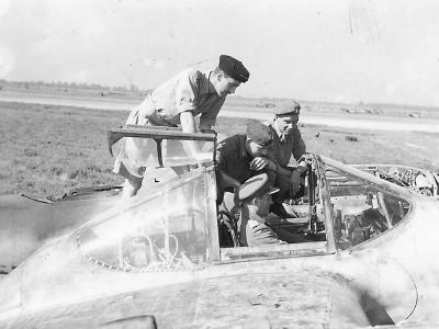 British Soldiers Checking Out Cockpit P-38