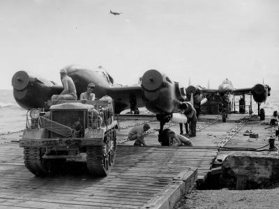 Clertrac Aircraft Tug Tows P-38 Lightning at Manila Docks 1945