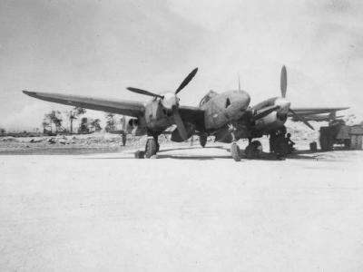 F-5 photo reconnaissance version P-38 on Sand Airstrip Pacific