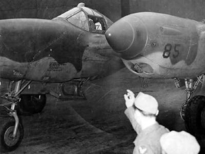 Lt General Doolittle in Lockheed P-38 Lightning Just Before He Takes Off On A Short Flight 23 March 1944