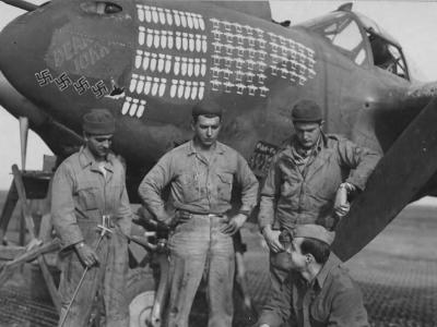 P-38F Lightning Capt Newbury and Crew 1st FG Nose Art