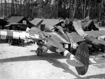 P-38J Lightning 42-67795 of the 44th Fighter Squadron on Guadalcanal in early 1944
