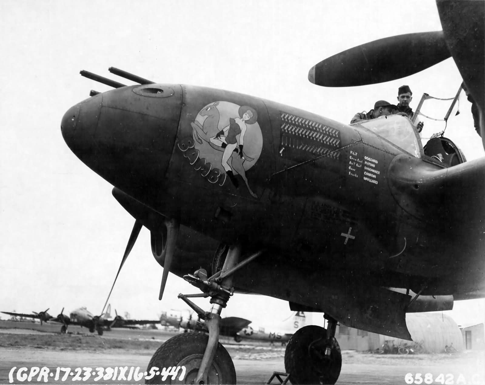 P-38J Lightning 42-67962 „Bambi”, pilot Capt John Odegard of the 338th FD 55th Fighter Group
