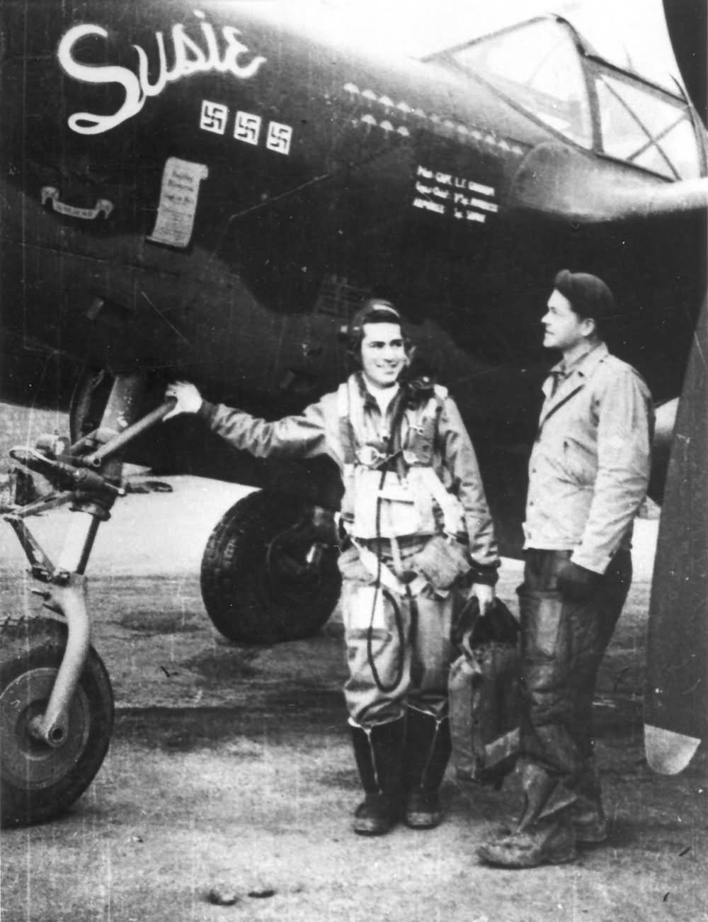 P-38J Lightning Capt Lindol Graham 20th FG 79 FS Nose Art Susie at Kings Cliffe England February 1944