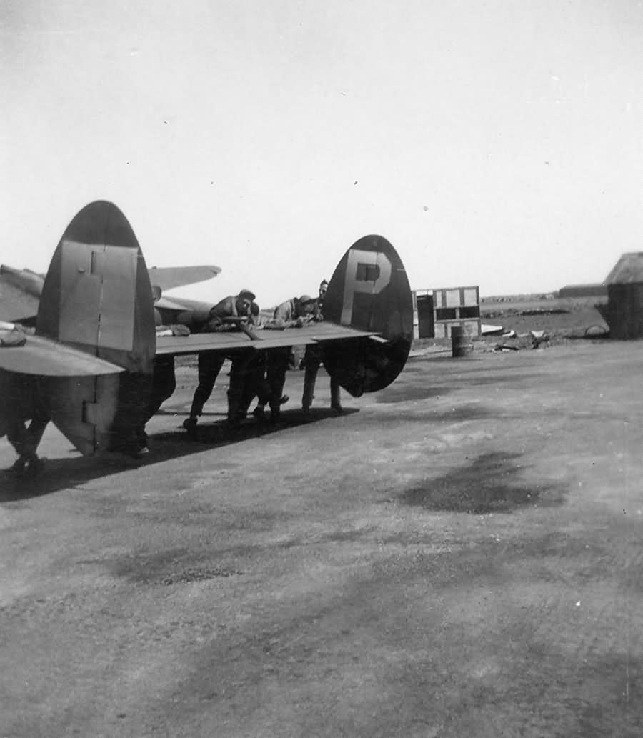 P-38J tail 55th FG 343FS England 1944 Under Repair