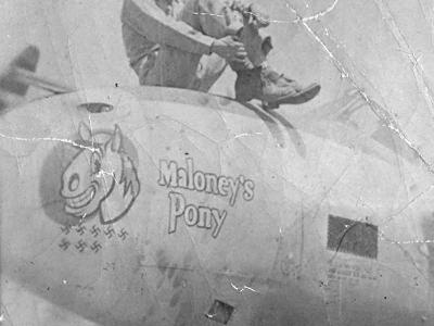 P-38L Lightning pilot 2Lt Jim Hunt 27th FS Maloneys Pony nose art