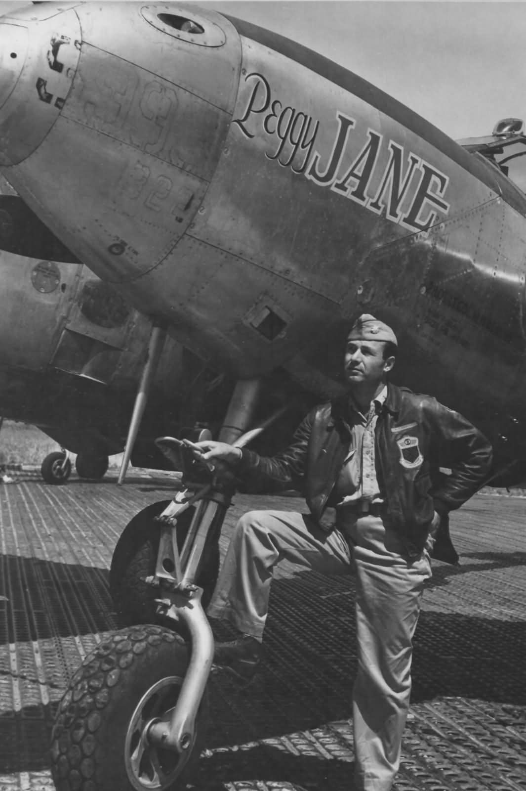 P-38L Lightning pilot Lt Col Ashkins 1st FG Peggy Jane Nose Art Italy 1945