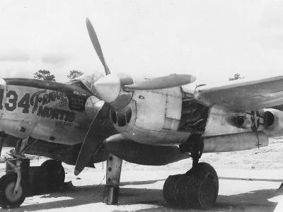 P-38 Lightning named T-Rigor Mortis II, #134, of the 431st FS, 475th Fighter Group Pacific