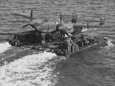 P-38 Lightning carried by two DUKWs 0751