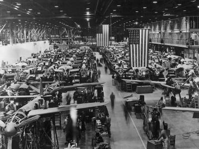 P-38 Lightning on Lockheed Assembly Line Burbank 1942