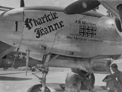 P-38 Lightning Nose Art Charlcie Jeanne Pilot Lt. James Watkins