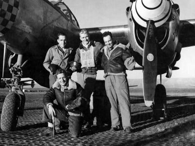 Pilot And His Ground Crew Of the 94th FS 1st FG Lockheed P-38 Lightning Italy