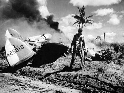 Pilot Lt Ford of the 36th FS 8th Fighter Group miraculously walks away from the crash landing of his P-38L Lightning, 20 December 1944