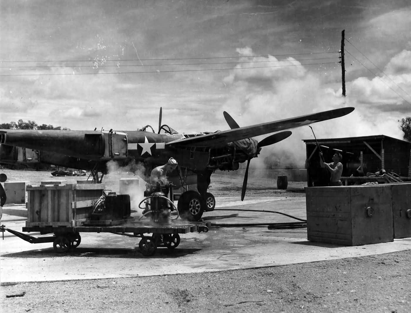 Steam Cleaning A Lockheed P-38 Lightning 27th Air Depot Group Port Moresby Papua New Guinea