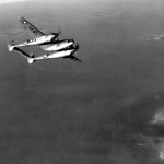 Early P-38 Lightning in flight