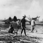P- 38 Lightnings on Captured Lingayen Airstrip on Luzon 1945