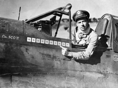 Ace Col Robert Scott 23rd Fighter Group In Cockpit of P-40K in China 1944
