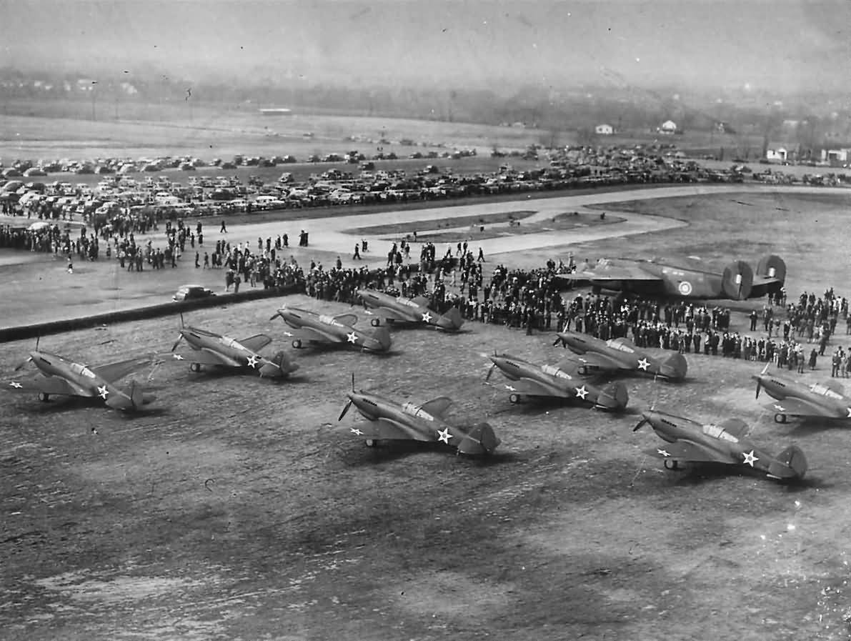 Early B-24 Liberator Bomber and Curtiss P-40 fighters in Tulsa 1941