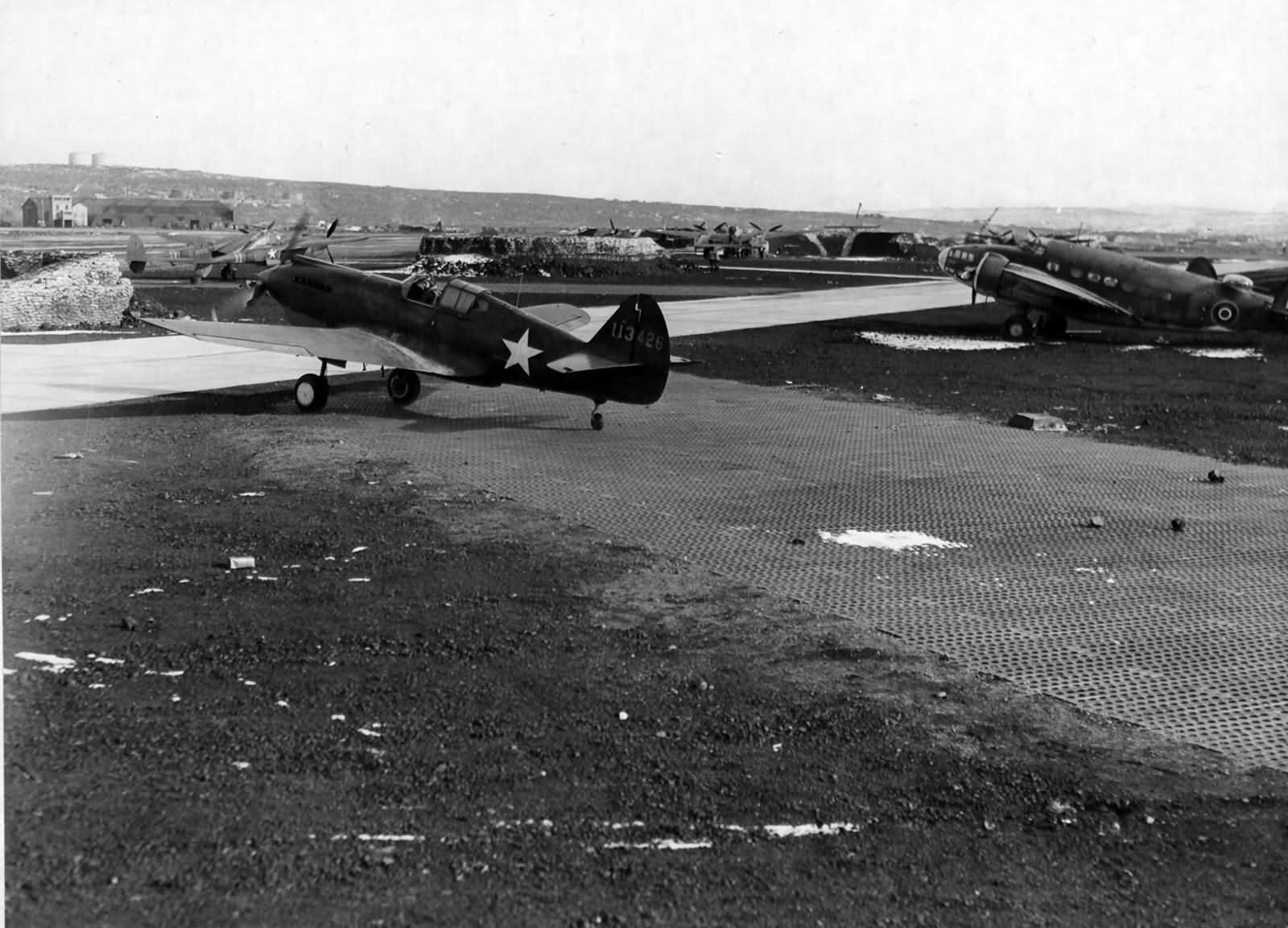 P-40C 41-13426 of the 33rd FS 342nd Composite Group taxies out for takeoff Iceland 7 April 1943