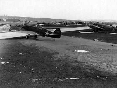 P-40C 41-13426 of the 33rd FS 342nd Composite Group taxies out for takeoff Iceland 7 April 1943