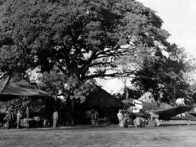 P 40N of the 89th Fighter Squadron 80th Fighter Group undergoes repairs in Upper Assam India February 1944