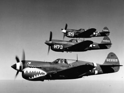 P-40 Formation AAF Tactical Center in flight during World War II