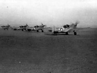 P-40 Warhawks Taxi Up To The Take Off Line Near Burg El Arab North Africa October 1942