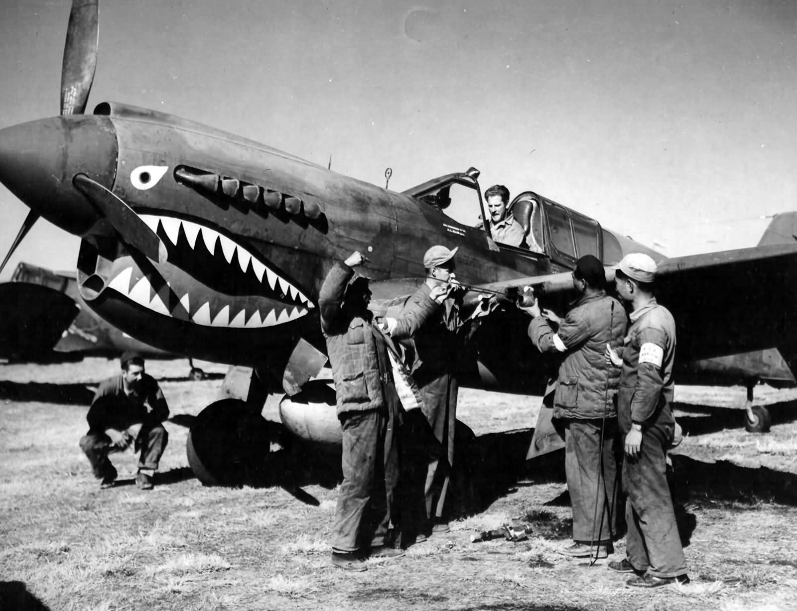 P-40 and Chinese Soldiers And Armorers Of The 74th Fighter Squadron 23rd Fighter Group China