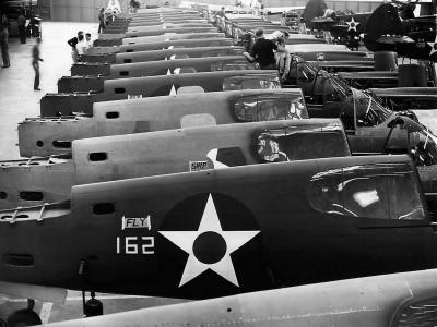 P-40 on Assembly Line in Curtiss Wright Plant 1940