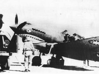 Shark Face P-40 of AVG Flying Tigers at base in Rangoon 1942