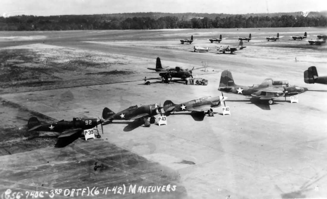 P-39, P-43 Lancer 41-31468, P-40 Warhawk 41-36475, A-20 41-19109 and B-25 Mitchell 41-12736 1941