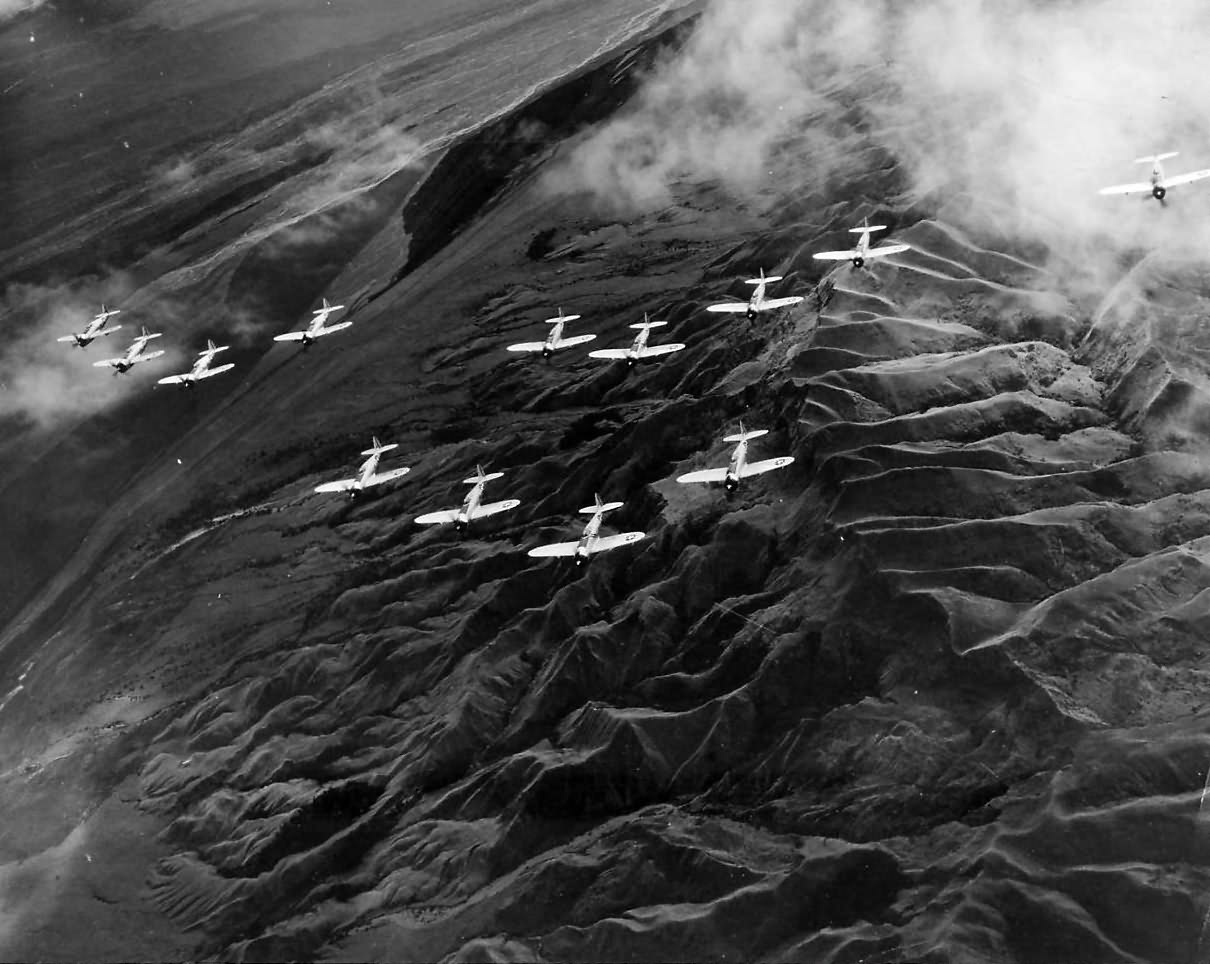 10th AF P-47 Thunderbolts in Formation over Northern Burma