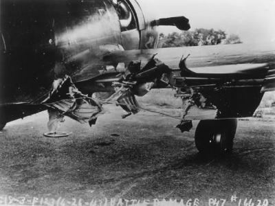 Damaged P-47C Thunderbolt code HV-O 41-6220 of the 61st Fighter Squadron, 56th FG – 26 June 1943