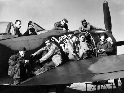 Ground crew of the 63rd FS, 56th Fighter Group and P-47