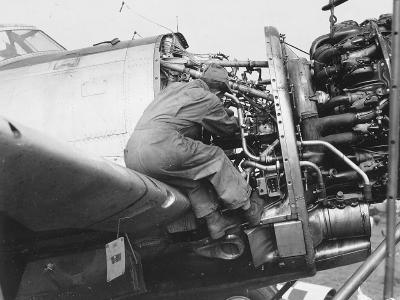 Maintenance on Republic P-47 RAF Manston AB England 1944