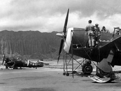 Mechanics of the 318th FG Repairing P-47 at Bellows Field 15 May 1944