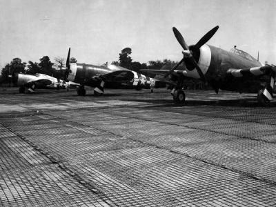 P-47 Thunderbolts of the 397th Fighter Squadron, 368th FG at A-1 St Pierre Du Mont June 1944