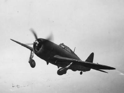P-47 Thunderbolt 41-6264 of the 56th Fighter Group takes off March 1943